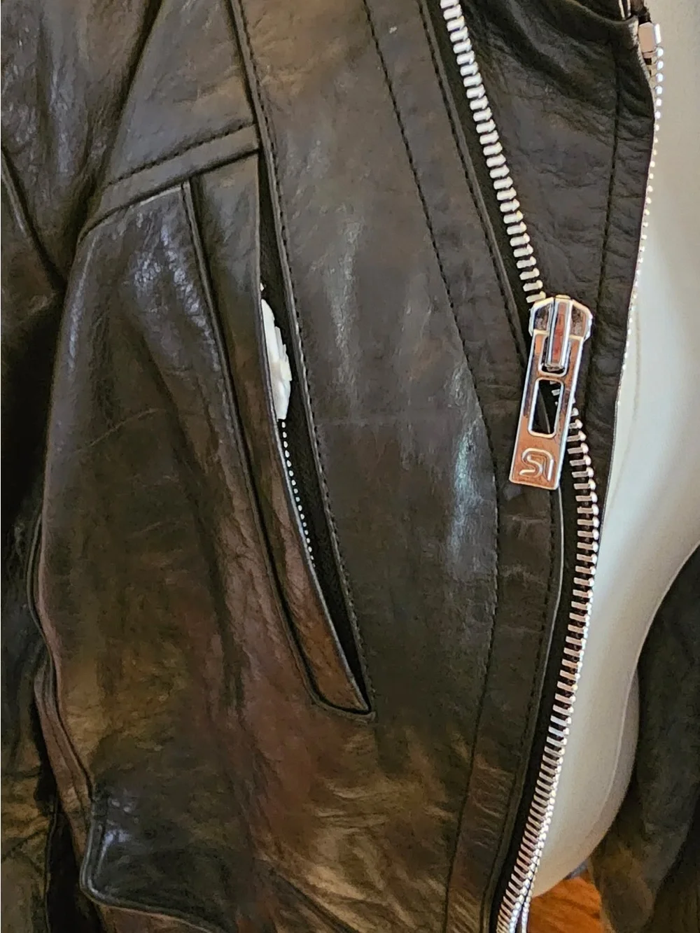 NWT Rogue Black Leather Jacket with Silver Zippers